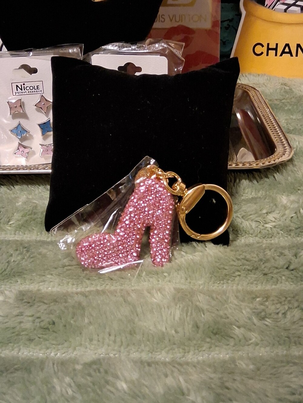 👠BUY NOW👠PINK SHOE GLAM BAG CHARM KEYCHAIN